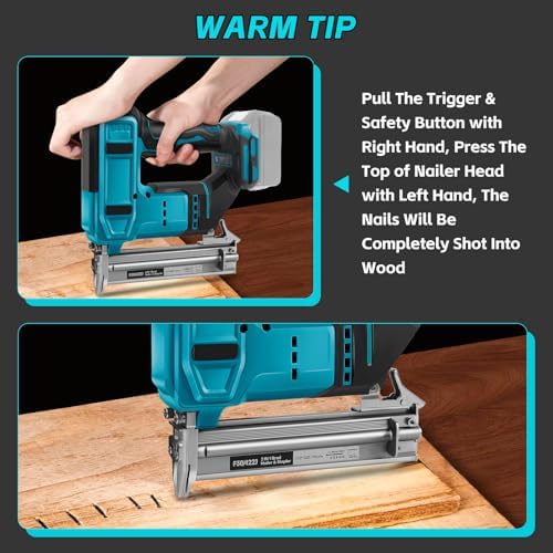 Bild 4 - 18GA Akku Nagler Set Kompatibel mit Makita 18V 2 in 1 Bürstenlose Nagelpistole/Klammerpistole mit 500 Nägeln und 500 Klammern, für Heimwerker, DIY, Holzbearbeitung