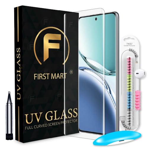 Image of FIRST MART Tempered Glass For Oppo F27 Pro Plus and F27 Pro With Installation Kit | Military-Grade UV Screen Protector and Cable Guard | Edge to Edge Coverage | Crystal Clear