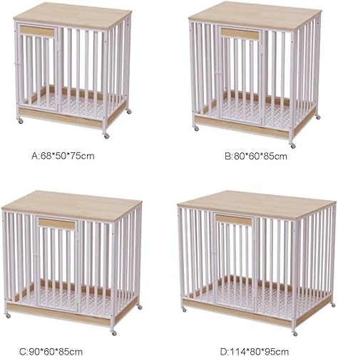 Hundehütte Multifunktionale Haustierkäfig mit beweglichen Rädern und Bodenwanne, Indoor Hundehütte Bett für große mittelgroße Hunde-2
