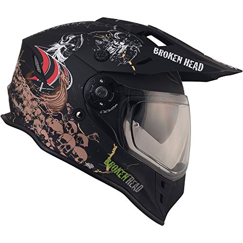Foto von Broken Head Fullgas Viking VX2 Motocross-Helm - Motorradhelm Mit Sonnenblende - Cross-Helm In Schwarz & Grau - Größe M (57-58 cm)