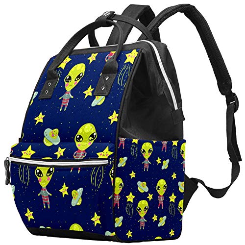 Mochila multifunción, grande para pañales de bebé, mochila de viaje para mamá y papá, patrón alien