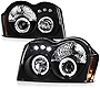 VIPMOTOZ [For 2005-2007 Jeep Grand Cherokee] LED Halo Ring Black Housing Projector Headlight Headlamp Assembly, Driver & Passenger Side