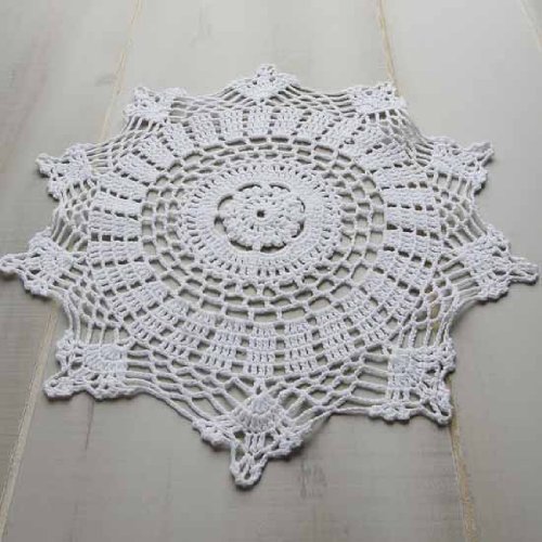 Package of 12 Hand Crocheted Round White Doilies - 100% Cotton- 10" Round Diam.