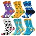 Produktbild Bunte Socken Crew Lustige Fantastisch Muster Glücklich Socks Baumwolle Strümpfe Packung 6 Paar(601) L-XL