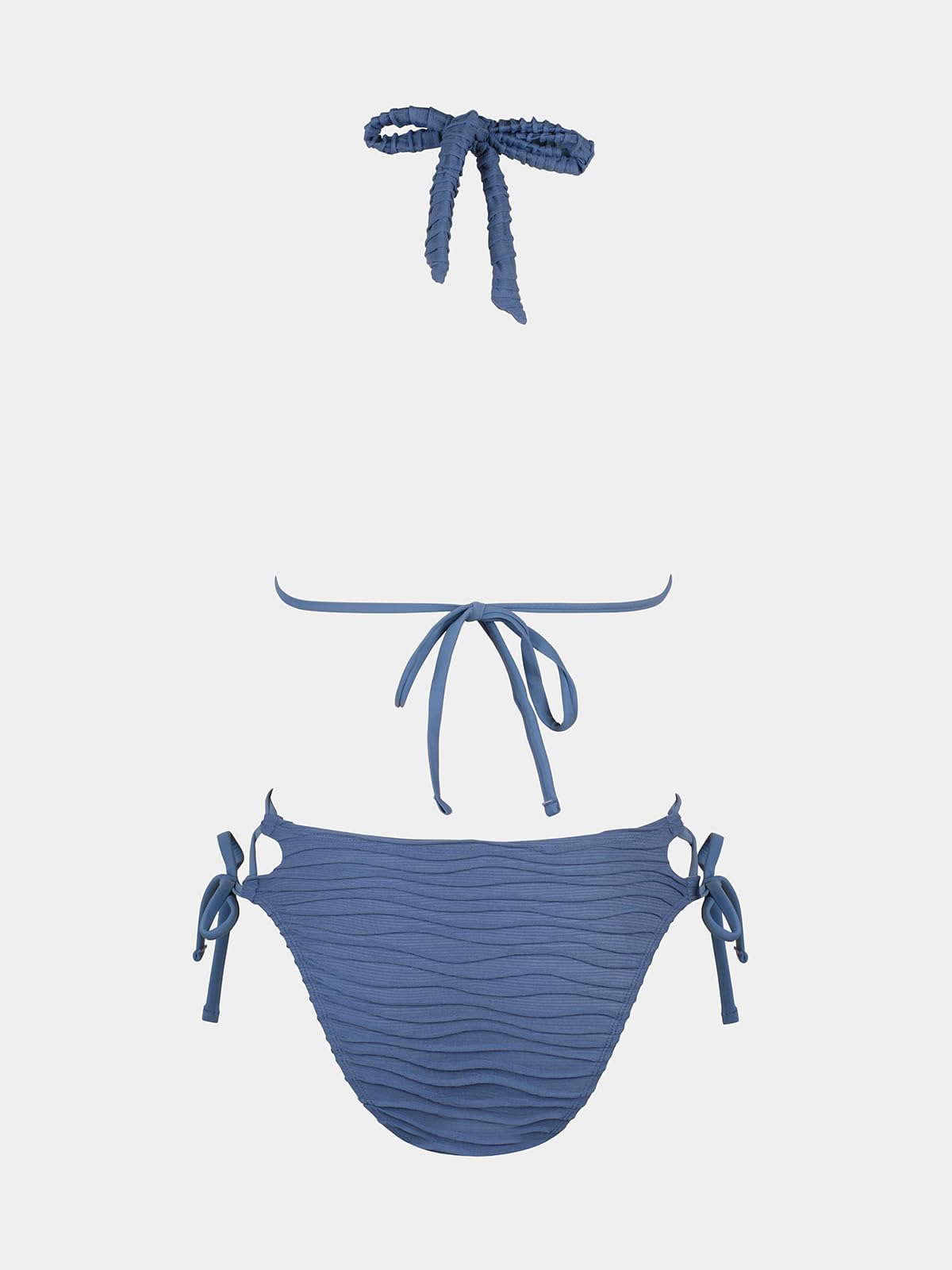 CUPSHE Damen Bikini Set V Ausschnitt Neckholder Low Waist Lace Up Bikini Wasserwellen Bademode Zweiteiliger Badeanzug Swimsuit