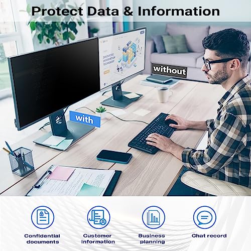 Image of FILMEXT 2 Pack 22 Inch Computer Privacy Screen Filter | for 16:10 All-in-One Desktop /Frameless Monitor - Removable Blue Light UV Blocking Privacy Shield for Thin Bezel Computer