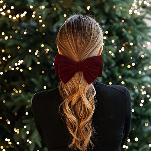 Nodg 6 Pieces Large Velvet Hair Clips Hair Bows Clips Hair Pins Solid Color Big Bowknot Hair Claw Elegant Retro Hair Clips French Style For Women Vintage Hair Accessories For Girls Toddlers Teens #TOP4