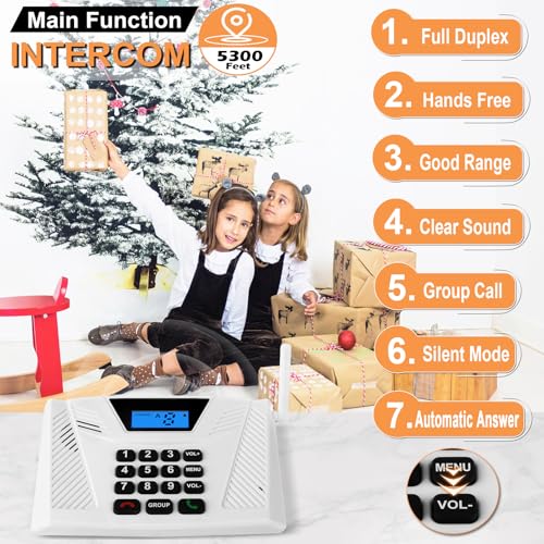 SANZUCO Intercoms Wireless for Home Hands Free, 2024 Upgraded Intercom 5300ft with Automatic Answer, 9 Channel Full Duplex Home Intercom System Fit for Hospital Business House(6 Packs White) ?