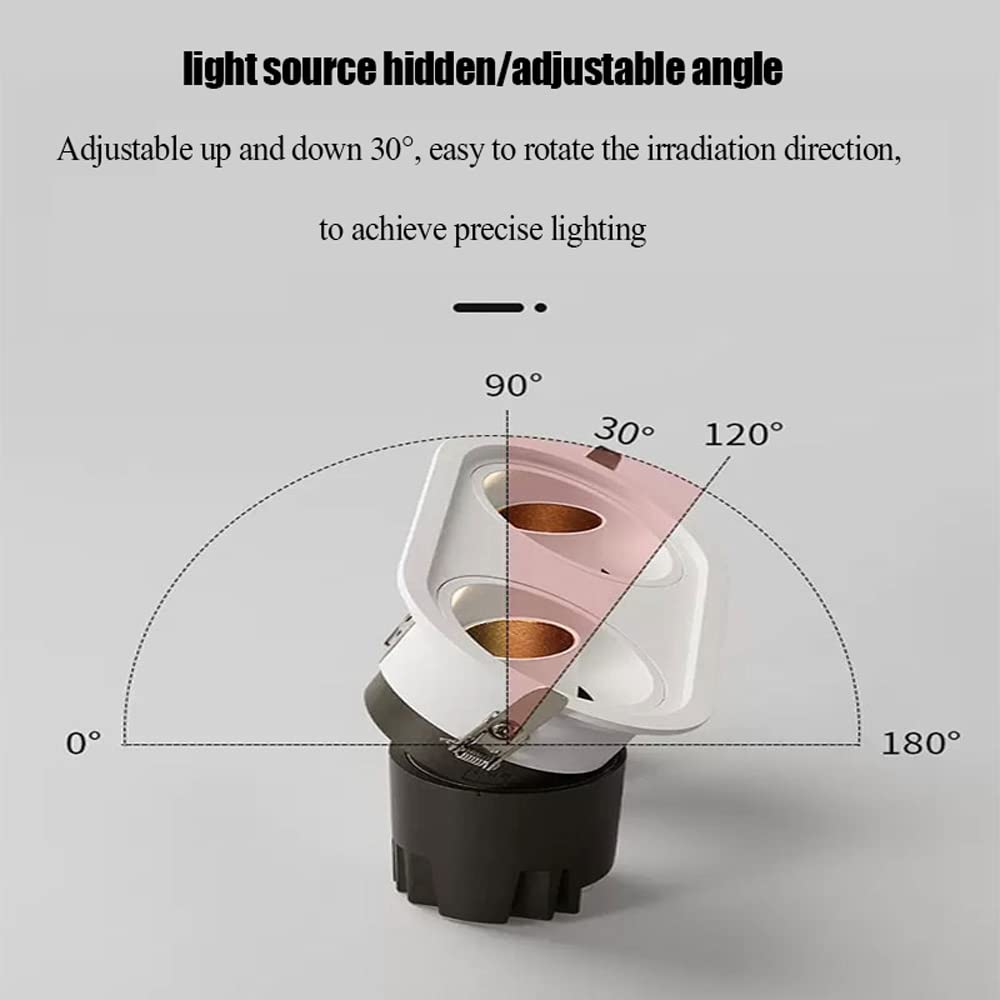 Spot LED, 4 pièces, Double tête, éclairage encastré LED 12 W x 2, Garniture de déflecteur, Downlight rétrofit à lumière du Jour 3000 K-5000 K, COB Anti-éblouissement Profond