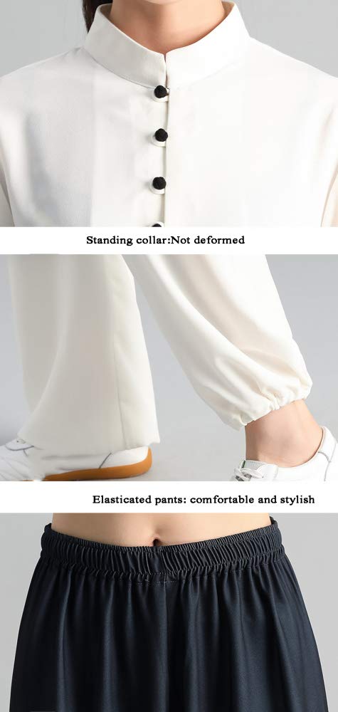 Abbigliamento Tai Chi Abbigliamento Kung Fu Kung Fu Uniformi per Arti Marziali Unisex Wing Chun Shaolin Kung Fu Panni Tradizionali Cinesi per Allenamento Completo Set da 3 Pezzi,OneColor-XXL
