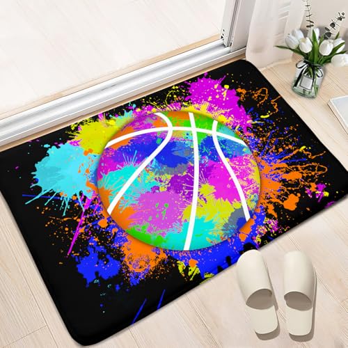 Kids Basketball Mat - Graffiti Basketball Rug for Boys Room Sports Carpet Rugs, 2x3 Feet