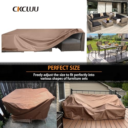 Image of Patio Furniture Set Cover Waterproof Outdoor Furniture Covers Heavy Duty Outdoor Sectional Sofa Set Cover Dining Table and Chairs Set Covers Water Resistant Large 126 inch L x 63 inch W x 28 inch H
