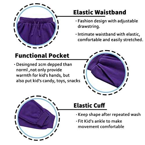 Image of Kid Nation Kids Unisex Soft Brushed Fleece Casual Pull On Jogger Sweatpants with Pockets for Boys or Girls | Soft Brushed Fleece Kids JoggerElastic Waist With Drawstring,Deep Side Pockets,Machine Wash,Durable,Great Gift for 3-12 Years