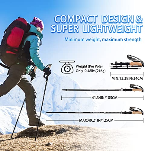 Overmont Wanderstöcke 7075 Aluminium Ultraleicht faltbar verstellbar 105-125CM Trekkingstöcke...