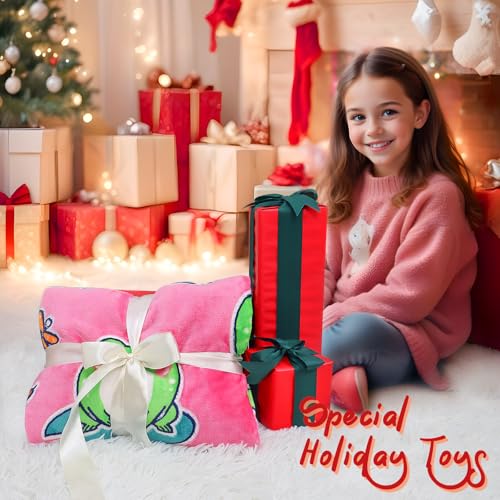 Image of Glow in The Dark Frog Blanket, Pink Frog Gifts for Girls Kids Age 3 4 5 6 7 8 9 10, Soft Cozy Flannel Kids Throw Blanket, Birthday Graduation Gifts Bedroom Decor 50 inchx60 inch
