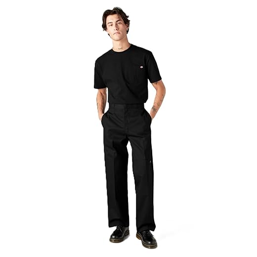 Dickies Men's Loose Fit Double Knee Twill Work Pant, Black, 30W x 32L