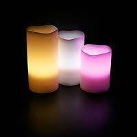 Vista 8 de WYZworks Juego de 3 velas LED sin llama de color marfil parpadeantes, Navidad, Navidad, San Valentín, juego de 3 4 pulgadas, 5 pulgadas y 6 pulgadas