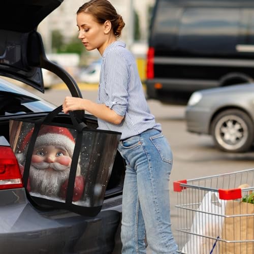Santa Claus Cute Large Insulated Tote Bag for Grocery Shopping Reusable Tote Bags for Women Men, Cooler Bag with Zippered Top & Handles for Beach Picnic Travel4