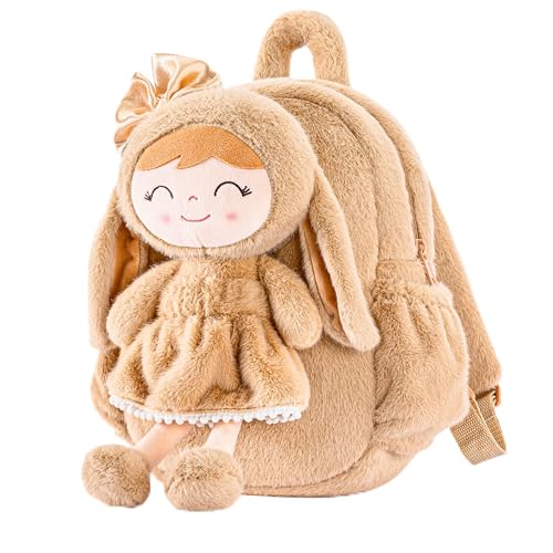 Image of Gloveleya Toddler Backpack with Soft Brown Rabbit 11 inches Detachable Design for Girl Age 2+