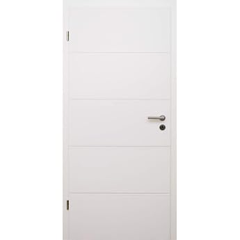 Hori room door complete set with frame and door handle interior door white with 4 horizontal strips height 198.5 cm stop width and wall thickness selectable I x mm