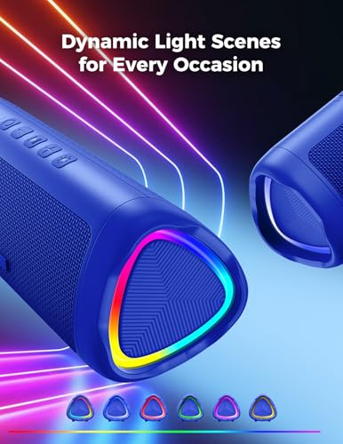 Image of Fun Flicks Karaoke Machine with Wireless Mics, Bluetooth Speaker, RGB Lights, 5 Voice Effects, Portable Sound System for Home, Party, Outdoor, for Kids & Adults (1pcs-Night Blue)