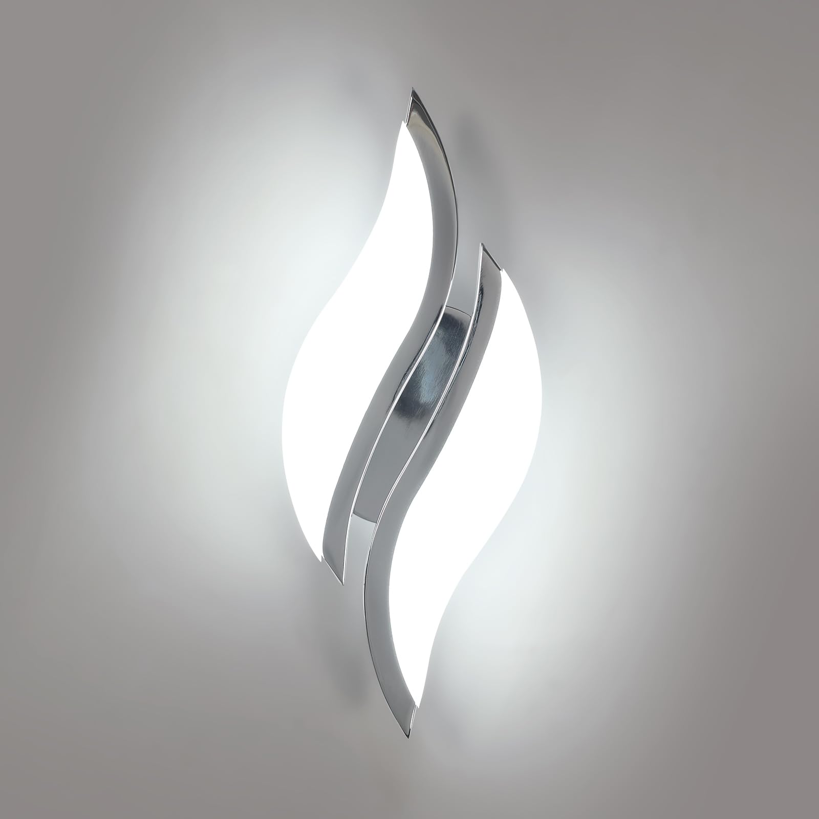Goeco Modern LED Wall Lights, 12 W LED Wall Lamp, Night Lamp, Indoor, Cool White Light, 6500 K, Creative Leaf-shaped Wall Light with Acrylic Lampshade for Hallway, Staircase, Living Room, Bedroom