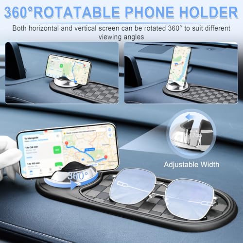 Tapis antidérapant rotatif pour tableau de bord de voiture et support de rangement