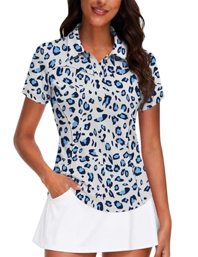 Image of TFSDOD Womens Golf Polo Shirts Collared Short Sleeve T Shirt Lightweight Moisture Wicking Polo Casual 3 Buttons Outfits