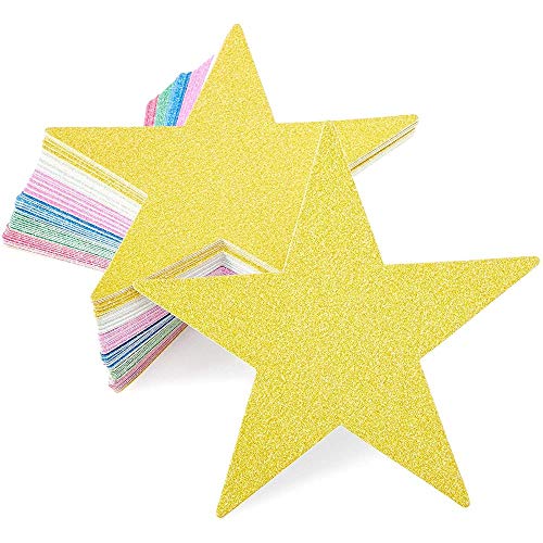 Paper Junkie Glitter Star Cutouts 60 Count 6 Colors