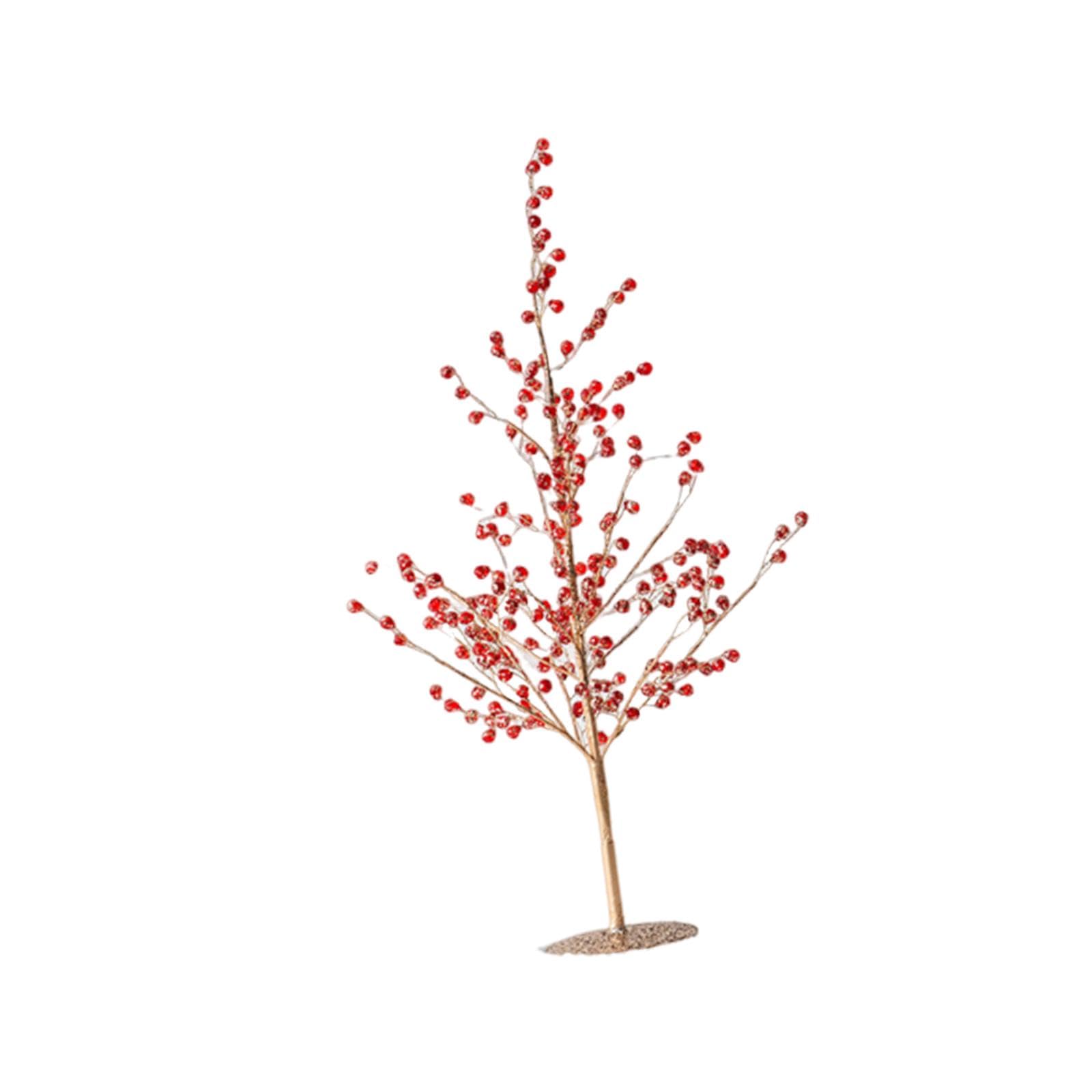 Adorno Navideño de Abedul Artificial, Centro de Mesa, Accesorio, con Alambre de Hierro Acrílico para Arreglo de Escena, Adecuado Par, Rojo, Individual