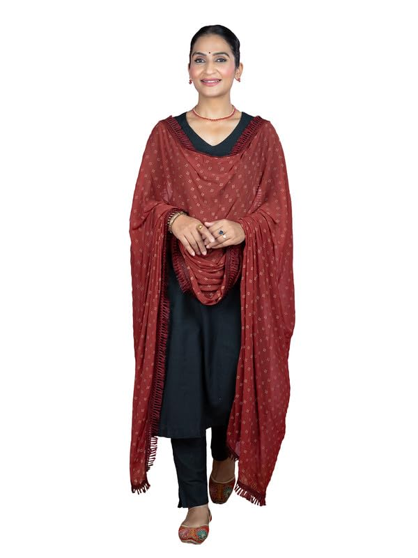 hella fashions Premium Chiffon Dupatta for Women 2.5 Meter | Lightweight & Soft | All Over Gold Foil Print Chunni | Stole for Salwar Suit, Kurti, Lehenga & Saree Styling for Special Occasion & Wedding-picture-15