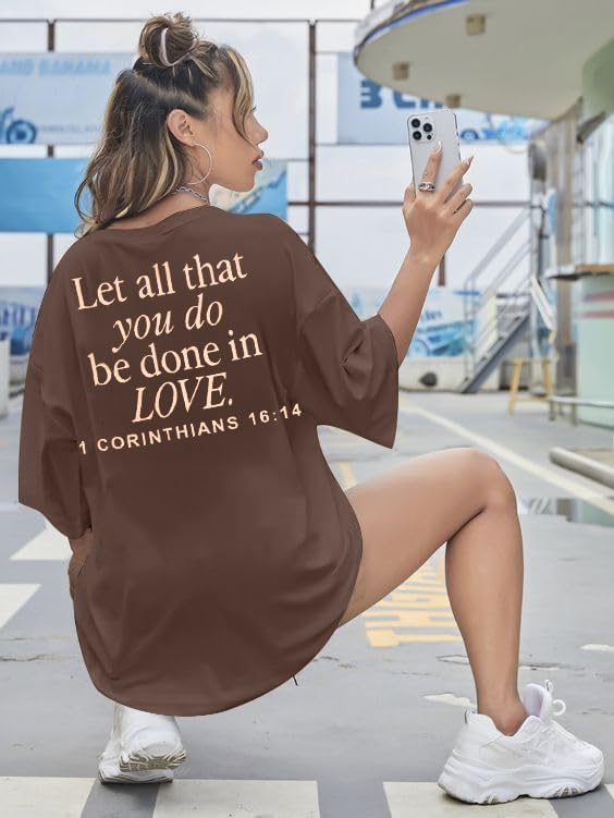 Christian Shirts for Women Oversized Jesus Shirt Religious Faith Tshirts Inspirational Graphic Tees Short Sleeve Top - Image 3