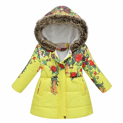 Girls Winter Coats Hooded Sherpa Lined Lightweight Jacket Thick Warm Puffy Waterproof Windproof Cotton Jackets (B, 7-8 Years)2