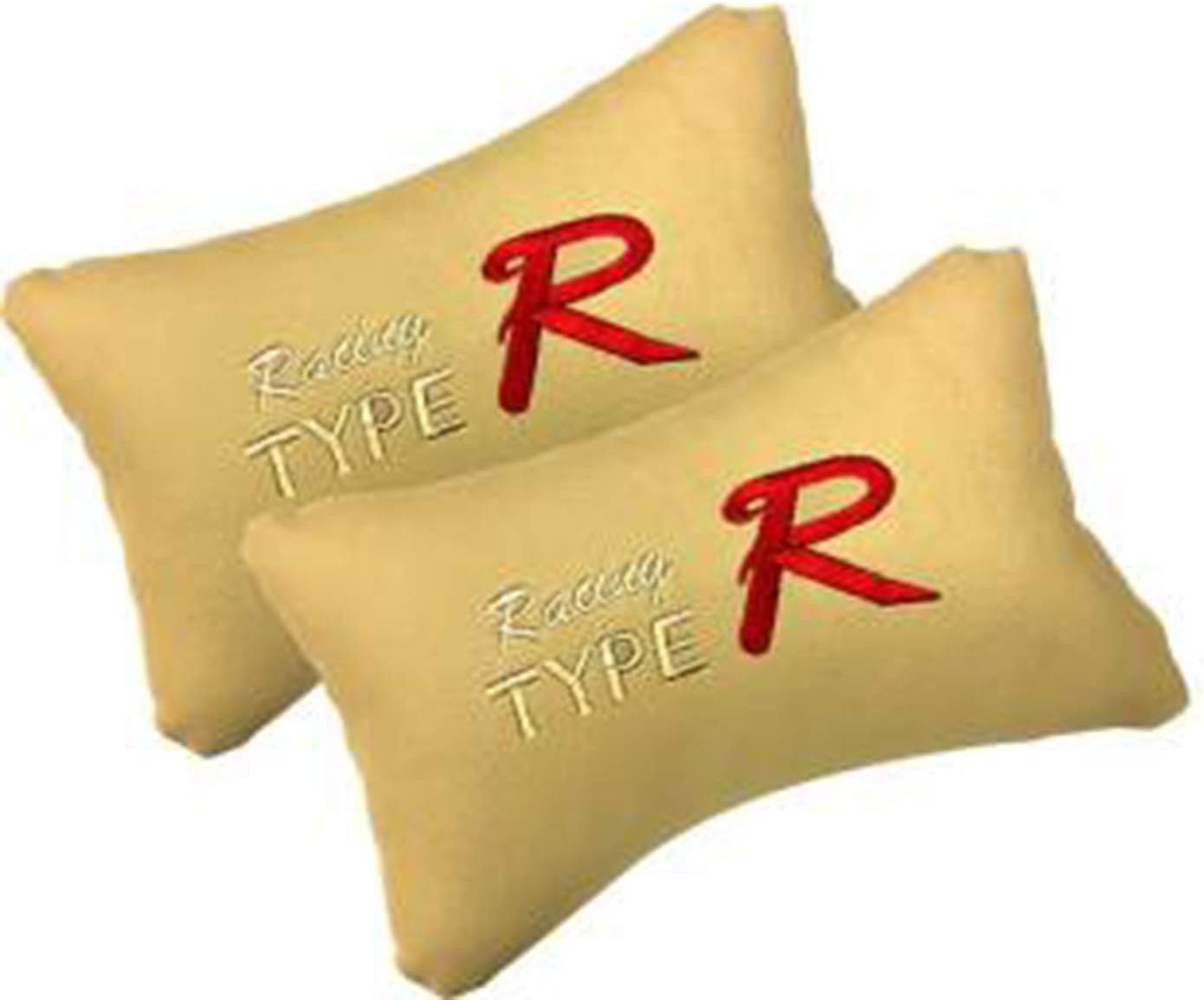 RONISH Beige Leatherite Type R Print Car Cushion (Set of 2) for Audi R8 Spyder