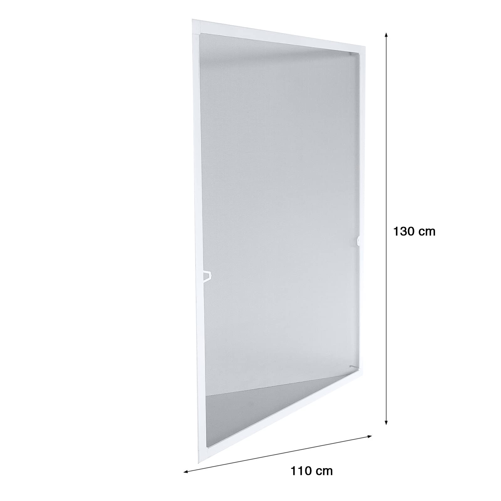 Grafner Fliegenschutzgitter für Fenster, mit Alurahmen, 110 x 130 cm, ohne Bohren oder Schrauben, individuell zuschneidbar, slim Fliegengitter Fliegenschutz Insektenschutz Moskitonetz Weiß