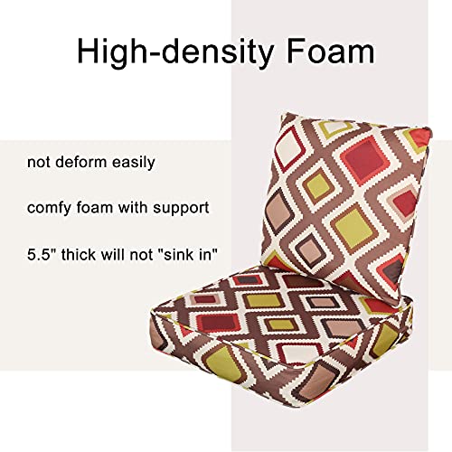 Hontop Indoor/Outdoor Deep Seat Patio Cushion 24×24 Weatherproof Chair Cushion Set For Patio Furniture, Classical Lattice #TOP4