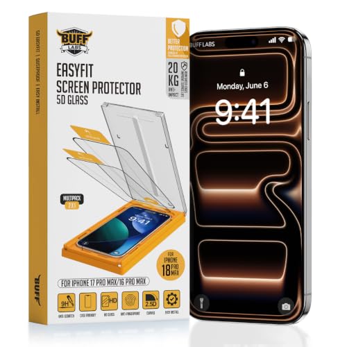 5D Glass EasyFit 2 Adet Kolay Uygulama Aparatlı Ekran Koruyucu Temperli Şeffaf Cam (18 Pro Max/iPhone 17 Pro Max/iPhone 16 Pro Max)