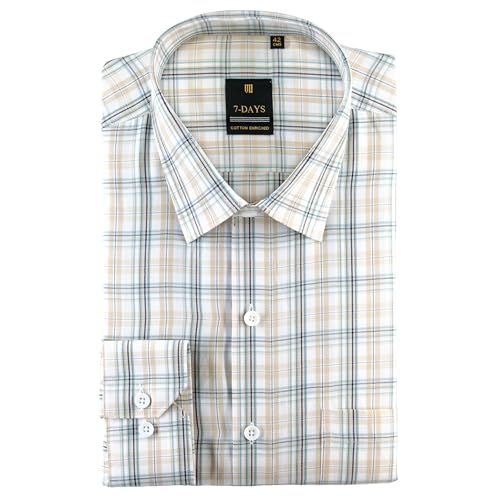 Image of 7-DAYS Men's Premium Checks Formal Shirt - Cotton Rich, Regular Fit, Full Sleeve, with Pocket, Wrinkle Resistant - Stylish Office & Everyday Wear.