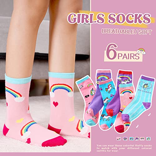 Girls Socks Unicorn Kids Crew Funny Cotton Cute Animal Novelty Cartoon Pattern Fashion Crazy Socks 6 Pairs2