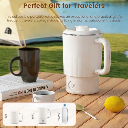 Hervidor eléctrico plegable portátil 800 mL beige miniatura 7