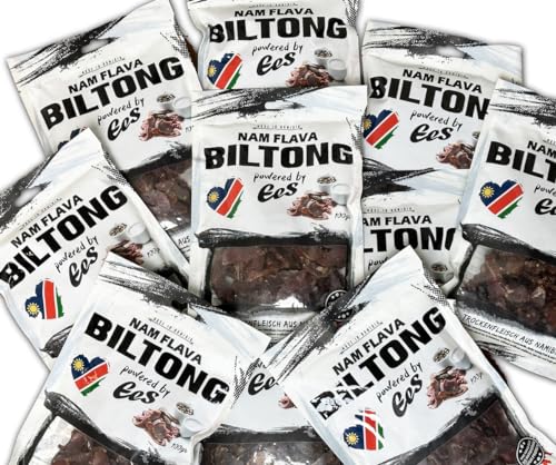 Nam Flava - Biltong original de Namibia - 1 kg (10x100 g) - Beef Jerky, carne seca, mucha proteína