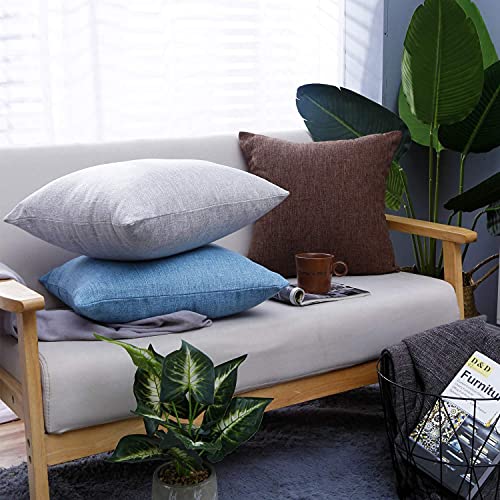 Jepeak Throw Pillow Covers Cushion Cases Pack Of 2 Linen Farmhouse Modern Decorative Solid Square Pillow Covers For Couch Sofa Bed Home Decoration (Medium Brown, 22 X 22 Inch) #TOP4