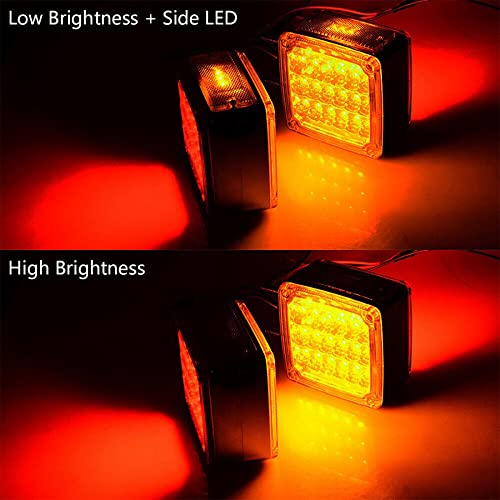 2pcs 51led Trator Reboque Traseiro Lampe De Pára -choque Sinalização De Giro De Freio Claro Face Dup