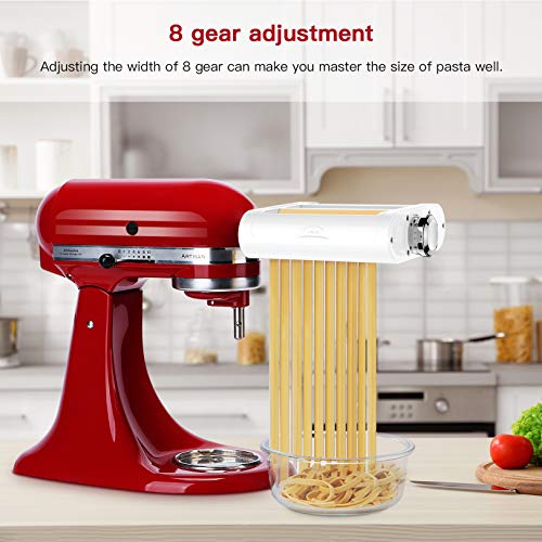 ANTREE Pasta Maker Attachment 3 in 1 Set for KitchenAid Stand Mixers Included Pasta Sheet Roller, Spaghetti Cutter, Fettuccine Cutter Maker Accessories and Cleaning Brush