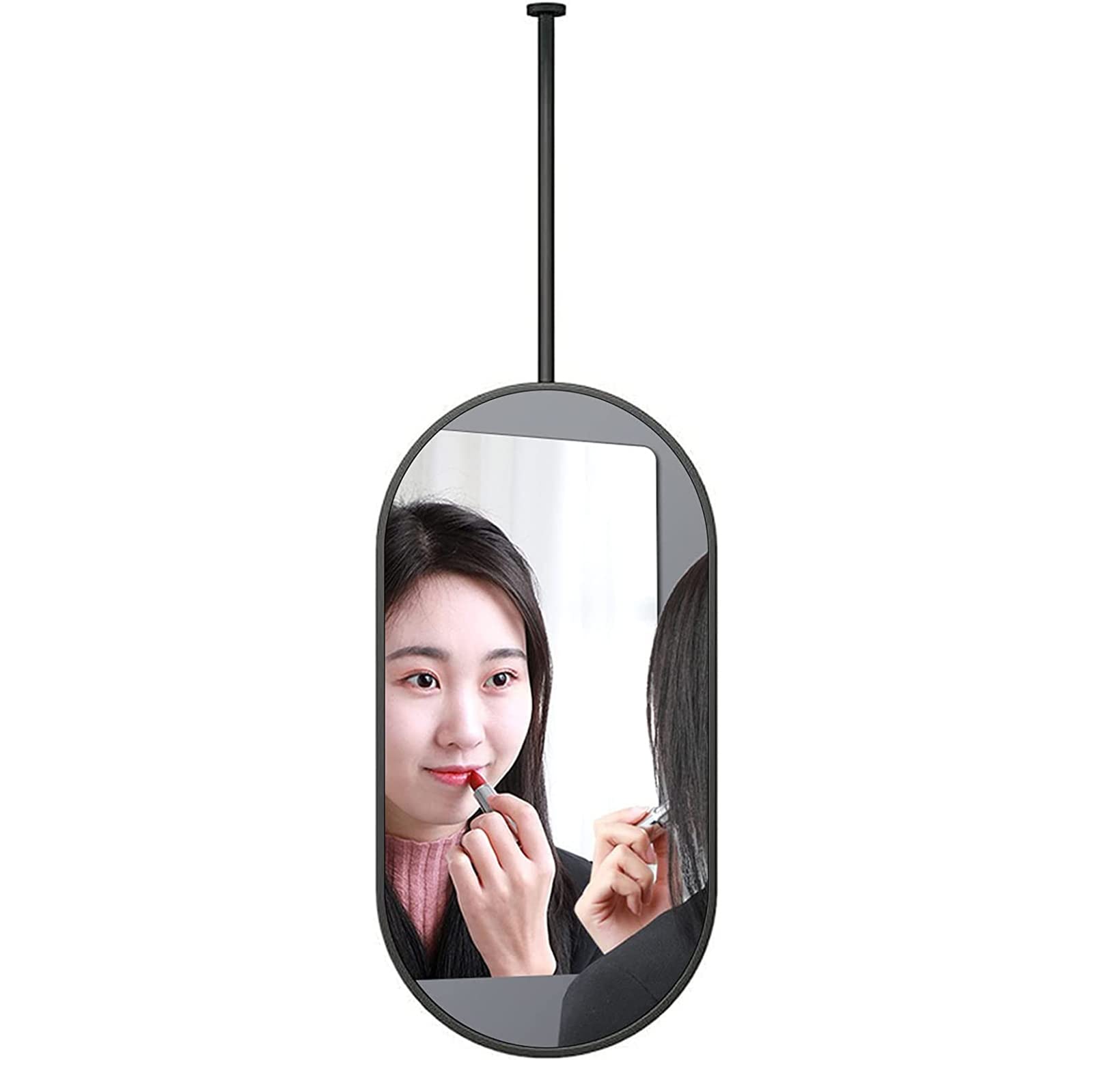 Miroir en métal noir anti-rouille pour salle de bain et entrée étroite