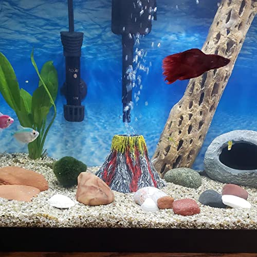 YWNYT Aquarium Volcano Bubble Ornament Kit, Fish Tank Air Bubbler Stone with Air Pump, Aquarium Light with 6 LEDs - Image 4