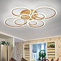 Vikaey Modern Ceiling Light, 8 Rings LED Flush Mount Ceiling Light, Gold Ceiling Lighting Fixtures, Close to Ceiling Lamp for Living Room, Dining Room, Bedroom, Kitchen, 4000K Not Dimmable