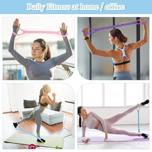 6PCS Figure 8 Workout Fitness Resistance Band,Arm Back Shoulder Exercise Elastic Rope Stretch Band for Yoga Pilates Stretching Physical Therapy, Home Office Gym Workout