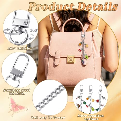 Image of Wurosi 20 Pcs Metal Keychain Making Kit, Bag Charm Chains,Silver