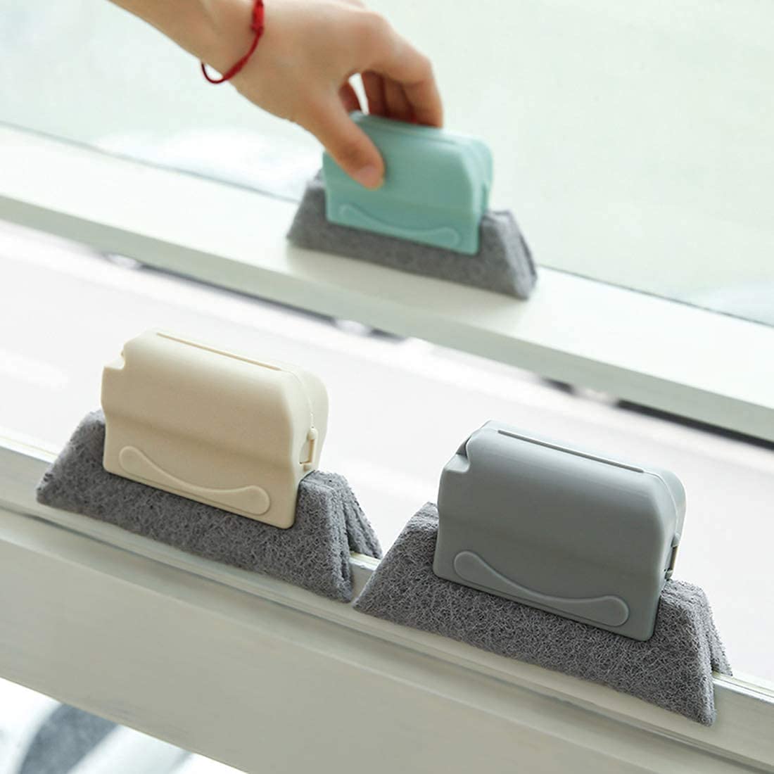 Plastic Window Groove Frame Cleaning Brush, Hand-held Window Slot Cleaner Tools, Magic Window Cleaning Brush, Quickly Clean All Window Slides and Gaps (Pack of 1 Each, Multicolour) (1)